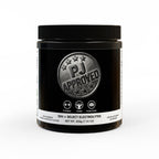 Black supplement jar with 'PJ Approved' label on a white background